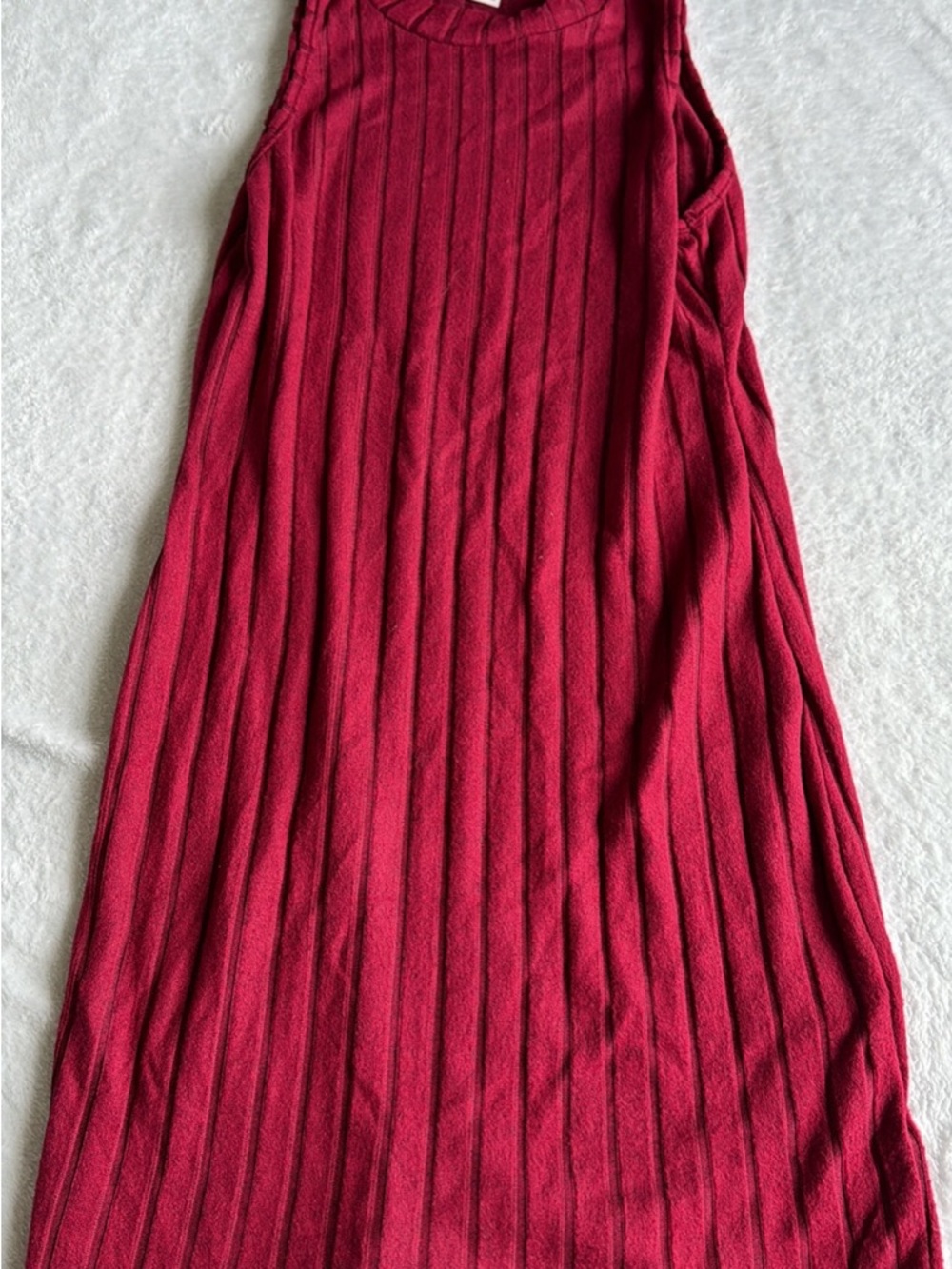 Sleeveless Ribbed Maxi Dress - Deep Berry
